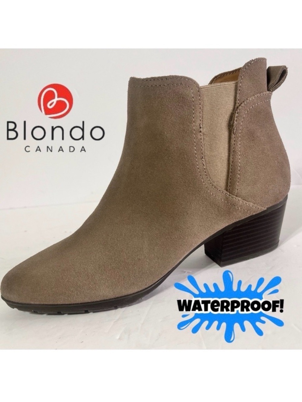 NWOB $160 Blondo Verrena Waterproof Suede Bootie – Taupe – Size 9.5